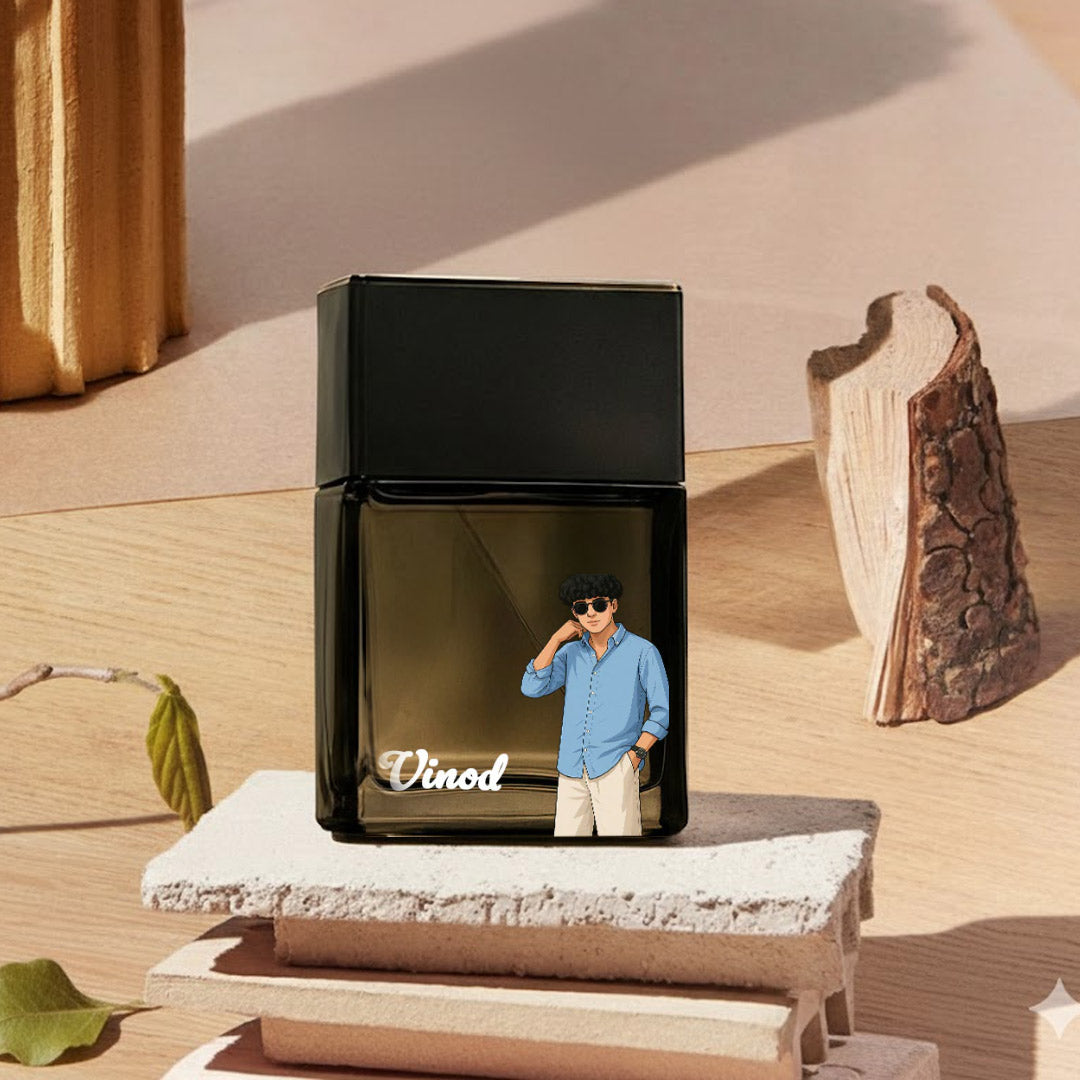 Customized Men’s Perfume with Name & Illustration | Premium Gift for Him | Love Craft Gifts