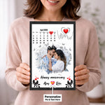 Personalized Anniversary Calendar Photo Frame | Custom Couple Date Memory Wall Frame Gift for Couples 8x12" | Love Craft Gifts™