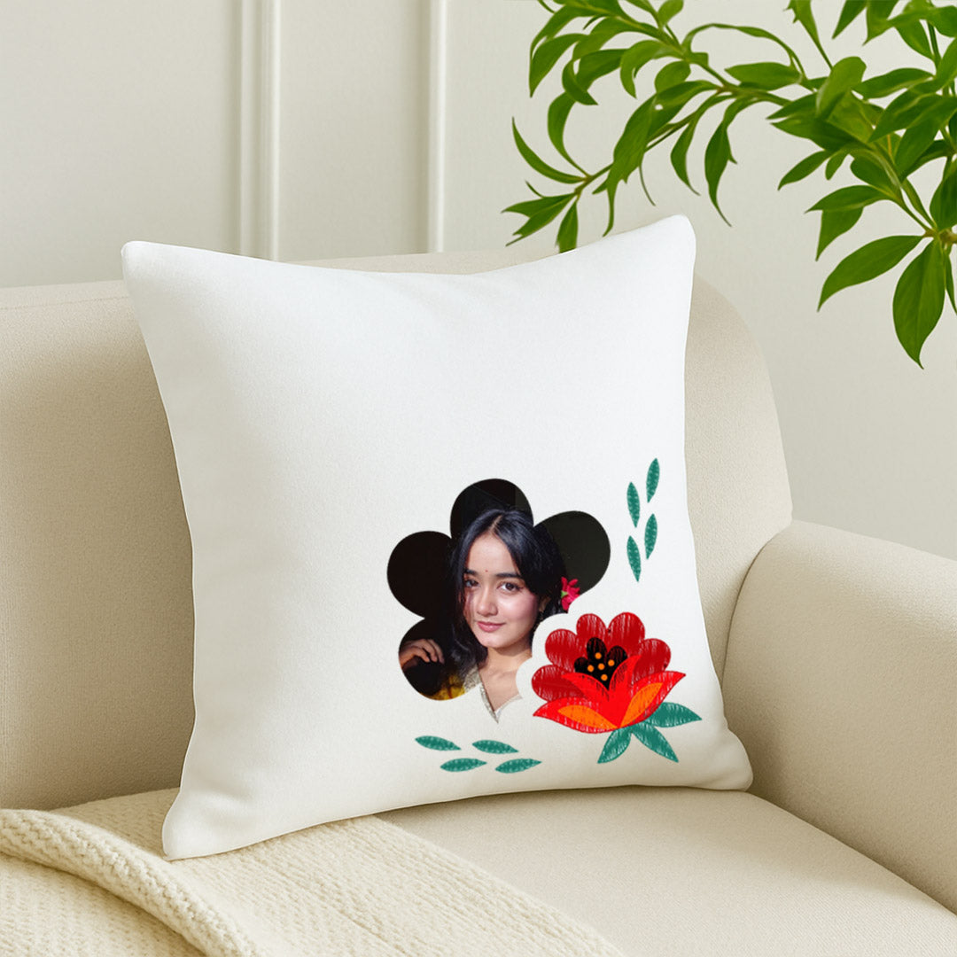 Personalized Photo Cushion with Floral Print | Love Craft Gifts