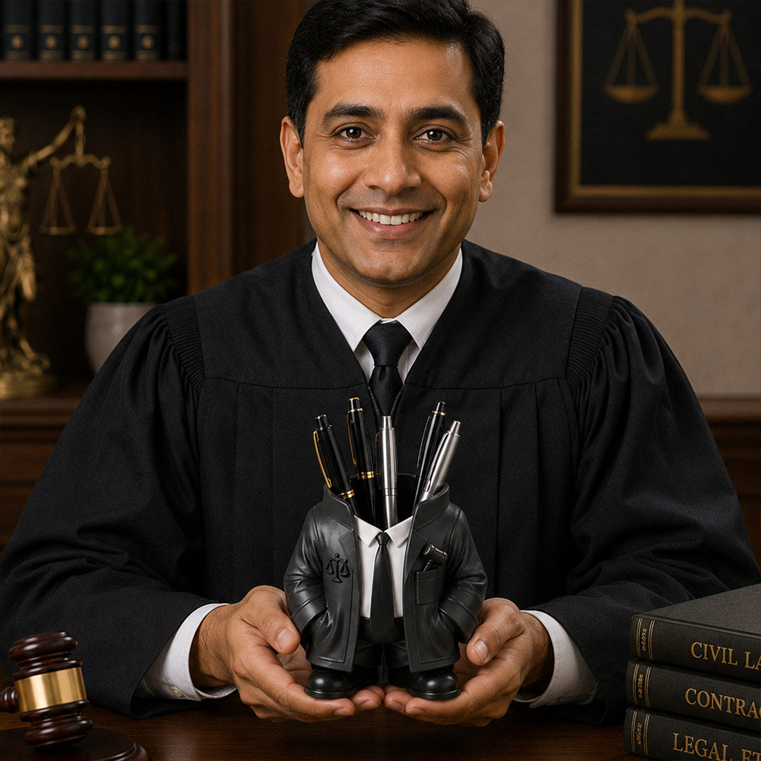 Personalized Advocate Coat Pen Stand with Custom Name | Unique Desk Organizer Gift for Lawyers, Judges & Legal Professionals | Love Craft Gifts™