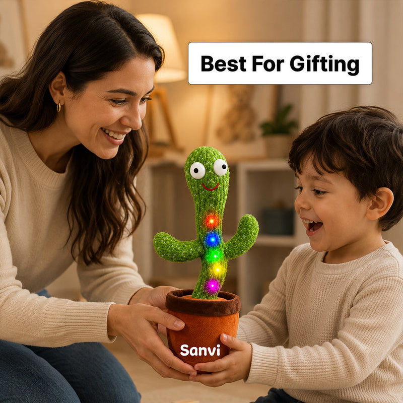 Personalized Dancing Talking Cactus Toy for Kids & Babies | Rechargeable Singing Mimic Recording Plush Toy Gift for Boys & Girls | Love Craft Gifts™