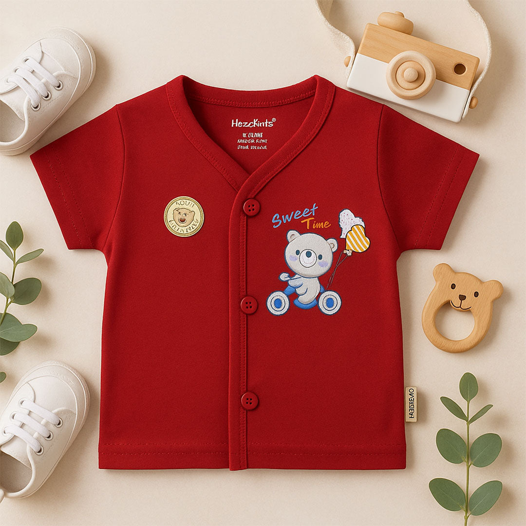 Soft Cotton Baby Night Suit Set (0–18 Months) – Red Color | Love Craft Gifts