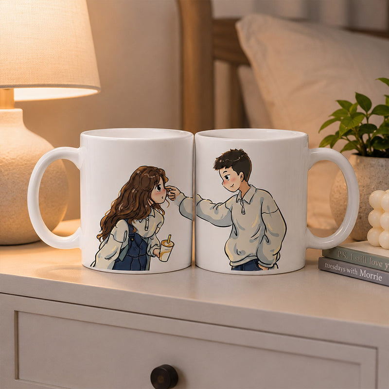 Cute Cartoon Couple Mug Set | Matching Coffee Mugs for Couples | Love Craft Gifts™