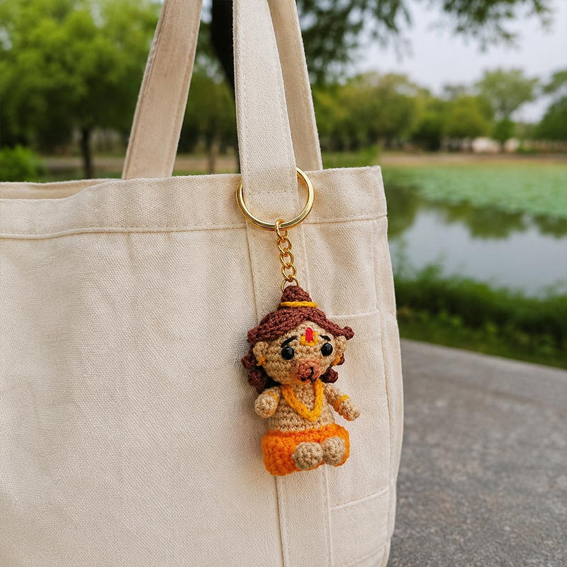 Cute Crochet Hanuman Keychain | Handmade Devotional Gift | Love Craft Gifts™