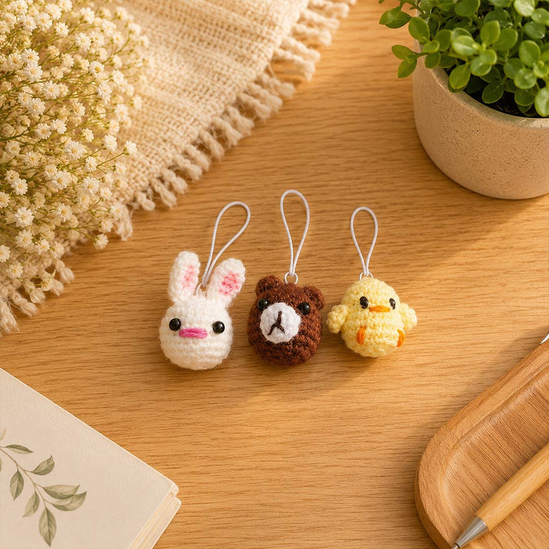 Cute Crochet Keychain | Handmade Animal Charm | Available in 3 Designs | Love Craft Gifts™