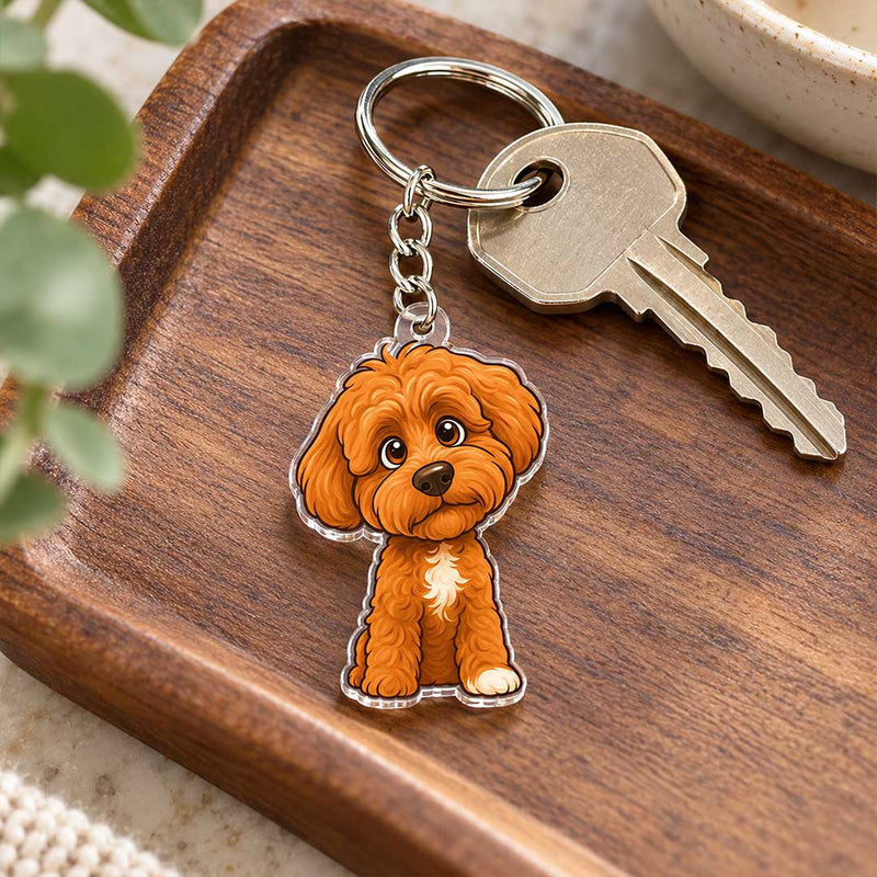 Cute Dog Bag Charm 2x2" with Silver-Tone Keyring Attachment | Love Craft Gifts™