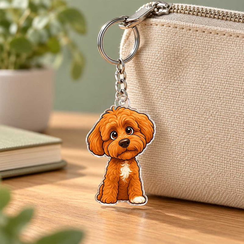 Cute Dog Character Keychain 2x2" with Cartoon Puppy Design | Love Craft Gifts™