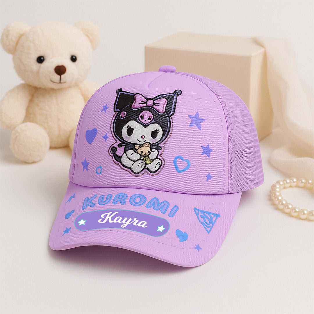 Cute Kids Cartoon Character Mesh Cap – Kuromi, Melody, Cinnamoroll (Adjustable & Breathable) | Love Craft Gifts