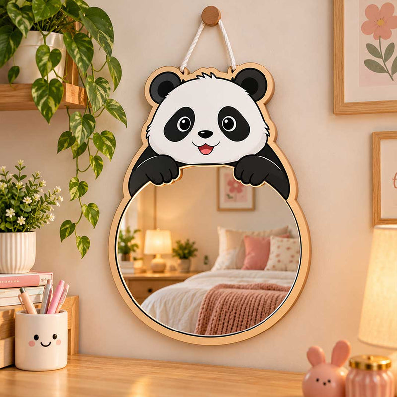 Cute Panda Hanging Wall Decor 9x14" with Silver Acrylic Sheet | Love Craft Gifts™