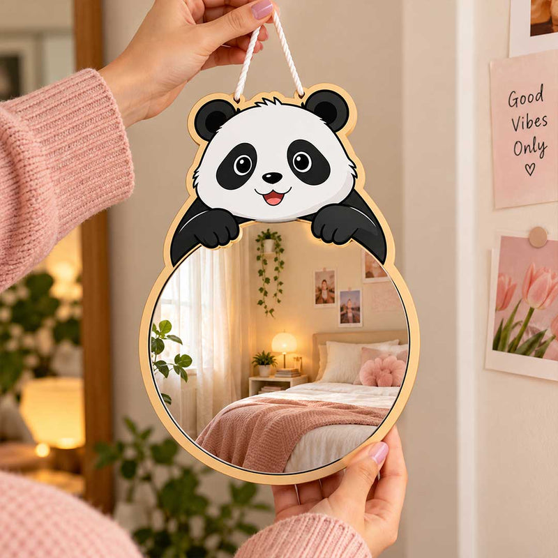 Cute Panda Silver Acrylic Wall Hanging for Kids Bedroom | Love Craft Gifts™
