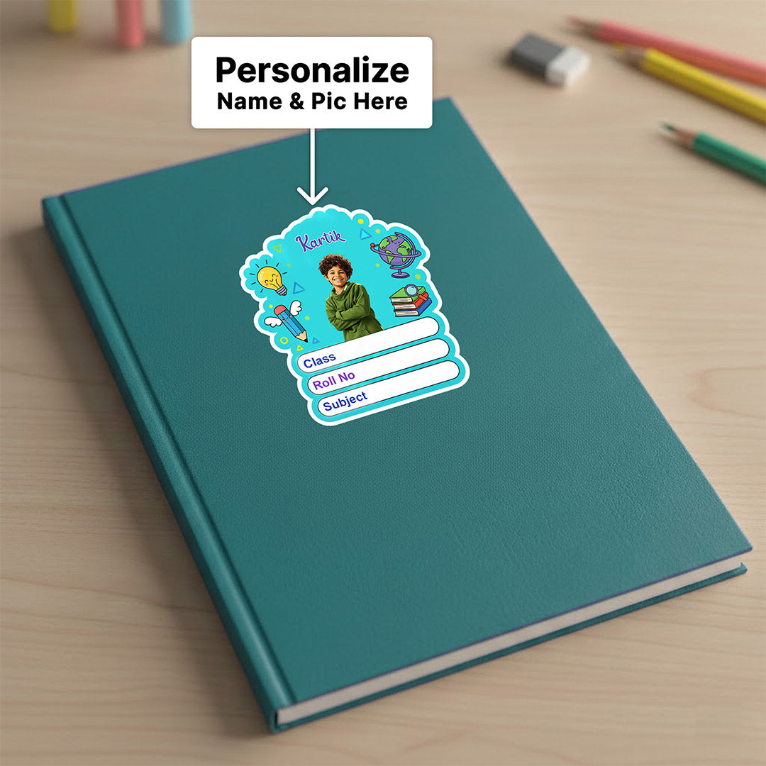 Personalized Study Theme Kids Name Slips (2x3 Inch, 28 Stickers) – Custom Name & Photo School Labels | Love Craft Gifts