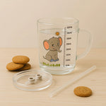 Personalized Elephant Glass Jar with Handle & Straw – 400ml Baby Drinkware | Love Craft Gifts
