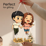 Customized Couple Cartoon Wall Hanging (11x16") | Love Craft Gifts