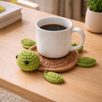 Handcrafted Crochet Turtle Coaster – Cute Handmade Table Mat & Tea Cup Holder (12 cm) | Love Craft Gifts