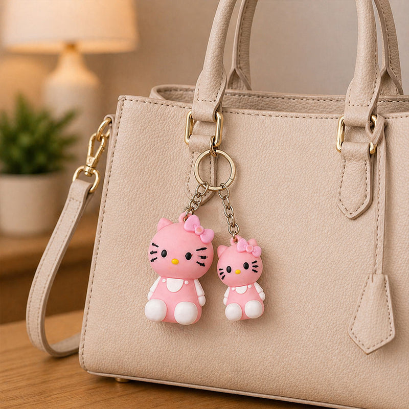 Cute Kitty Couple Keychain Set – Adorable Cartoon Keyring Gift for Girls, Best Friends & Couples (Standard Gift Size) | Love Craft Gifts™