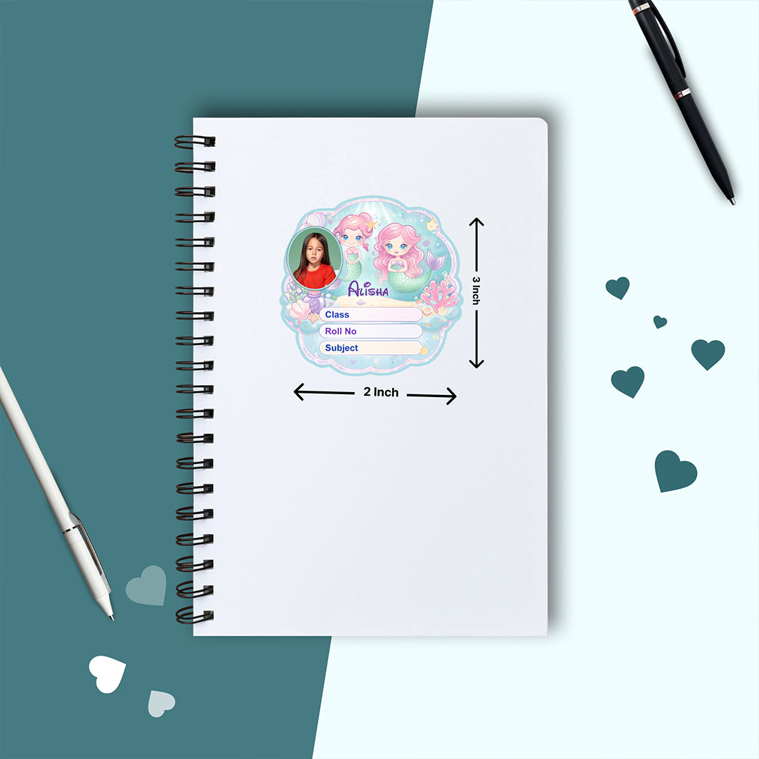 Personalized Cute Mermaid Ocean Kids Name Slips (2x3 Inch, 28 Stickers) – Custom Name & Photo School Labels | Love Craft Gifts