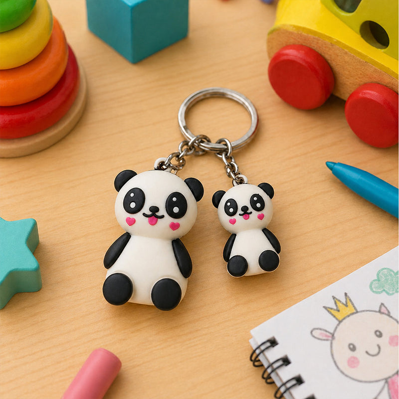 Cute Panda Couple Keychain Set – Adorable Cartoon Panda Keyring Gift for Girls, Kids & Best Friends (Standard Gift Size) | Love Craft Gifts™