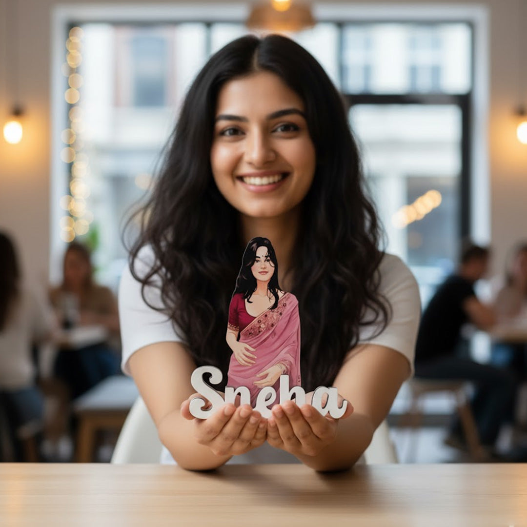 Personalized Cartoon Name Table Stand – 7×6" | Love Craft Gifts