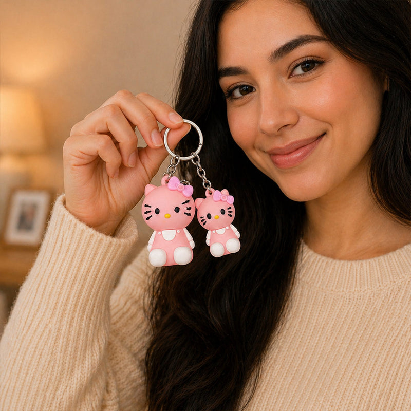 Cute Kitty Couple Keychain Set – Adorable Cartoon Keyring Gift for Girls, Best Friends & Couples (Standard Gift Size) | Love Craft Gifts™