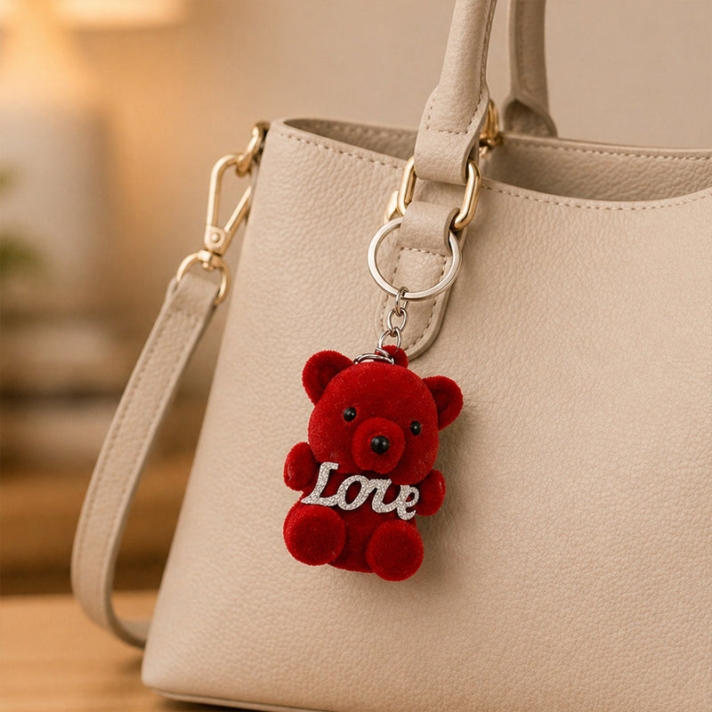 Cute Teddy Bear Love Keychain – Adorable Soft Plush Bag Charm Gift for Girls & Couples (Standard Gift Size) | Love Craft Gifts™