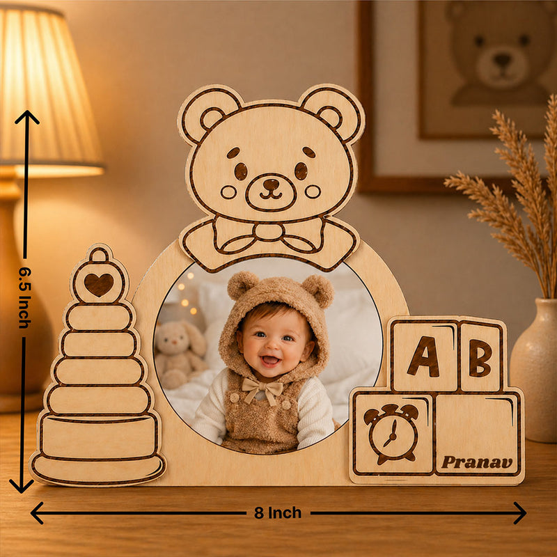 Personalized Baby Wooden Photo Frame | Custom Baby Name Keepsake Gift - 8x6.5" | Love Craft Gifts™