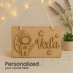 DIY Wooden Nameplate for Kids – Astronaut & Unicorn (4x8") | Love Craft Gifts