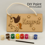 DIY Wooden Nameplate for Kids – Astronaut & Unicorn (4x8") | Love Craft Gifts