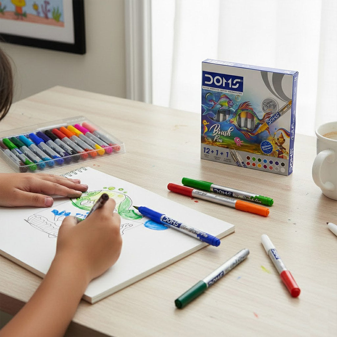 Personalized DOMS Brush Pen Set – 12 Shades + Metallic Silver + Blender | Love Craft Gifts