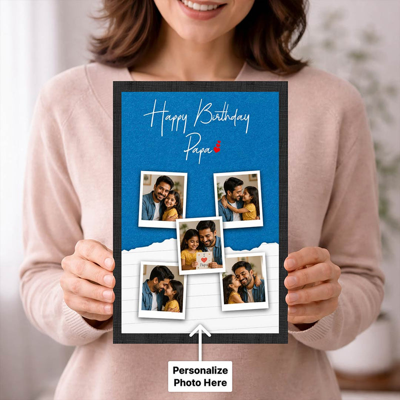 Dad Personalized Wall Photo Frame | Custom 5 Photo Memory Gift | Available in Multiple Sizes | Love Craft Gifts™