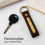 Personalized Leather Keychain with Golden Name Plate | Love Craft Gifts