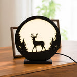 Deer Silhouette Wooden LED Lamp with Adapter | Love Craft Gifts