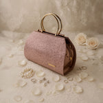 Luxury Rose Gold Women’s Handbag – Elegant Party & Casual Tote Bag with Golden Ring Handles