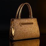 Luxury Women’s Handbag – Gold Embellished Floral Brooch Design | Premium Party & Wedding Bag