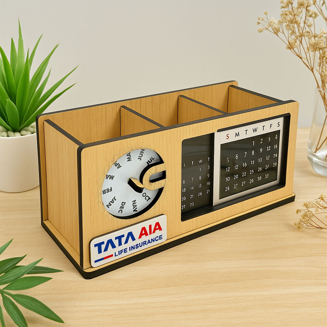 Modular Desk Calendar Personalized Wooden Perpetual Desk Calendar with Rotating Date Display ...