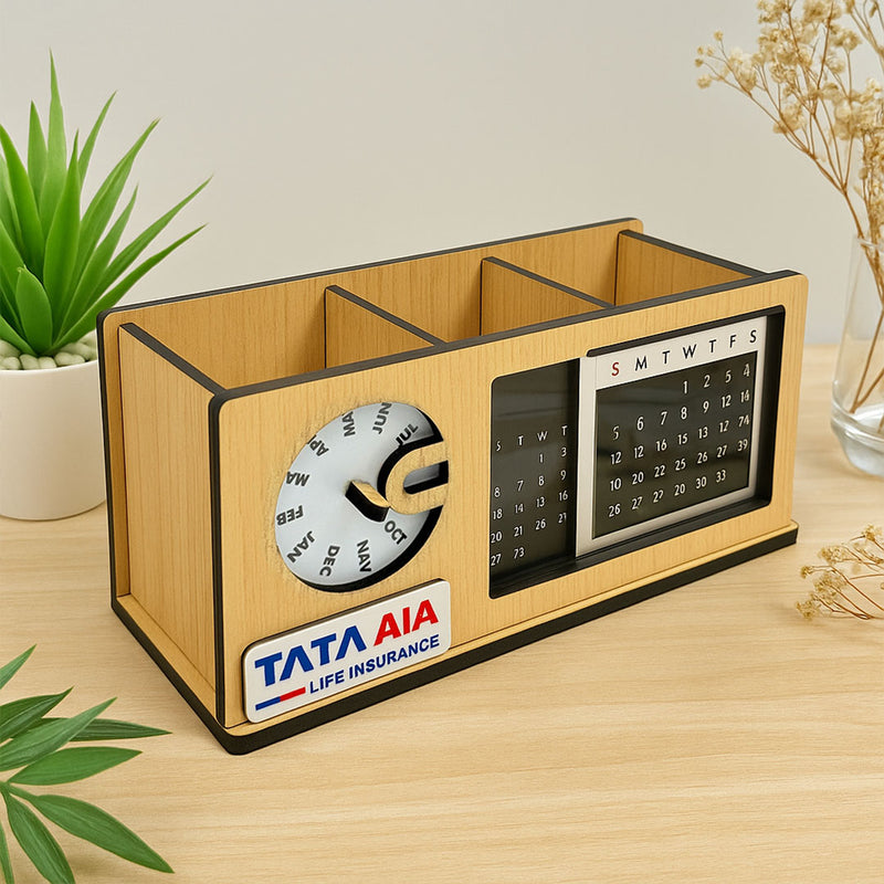 Personalized Wooden Perpetual Desk Calendar with Rotating Date Display | 8x3.5 Inch | Love Craft Gifts