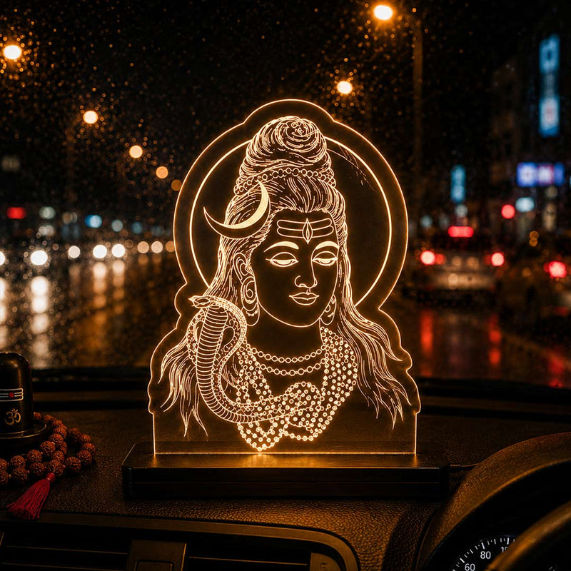 Lord Shiva LED Acrylic Lamp – Mahadev Spiritual Night Light for Home Temple, Puja Room Decor & Religious Gift | LoveCraftGifts™