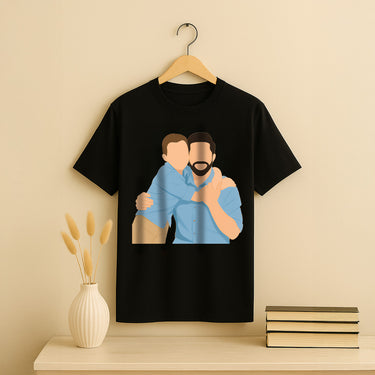 Custom Father & Child Illustration T-Shirt – Personalized Black Tee | Love Craft Gifts