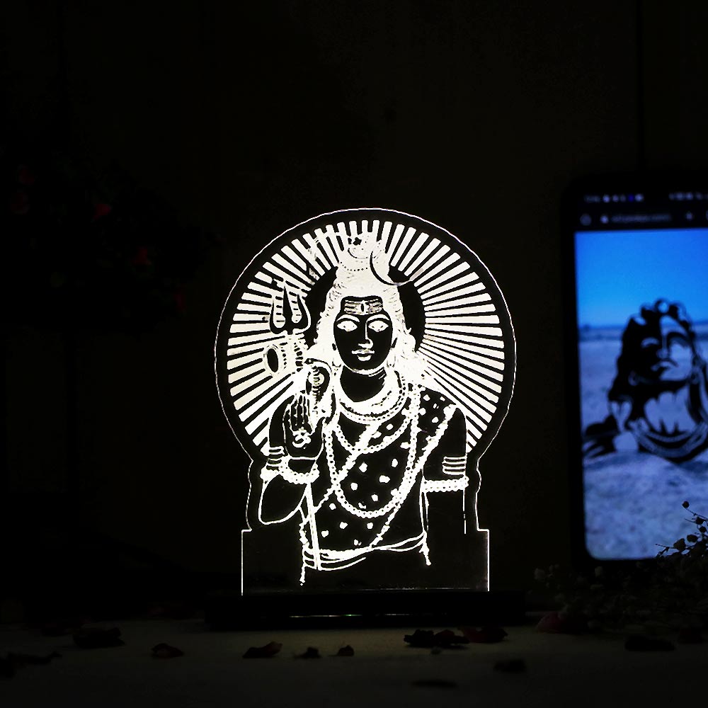 Lord Shiva LED Acrylic Lamp – Mahadev Blessing Night Light for Home Temple, Spiritual Decor & Religious Gift | LoveCraftGifts™