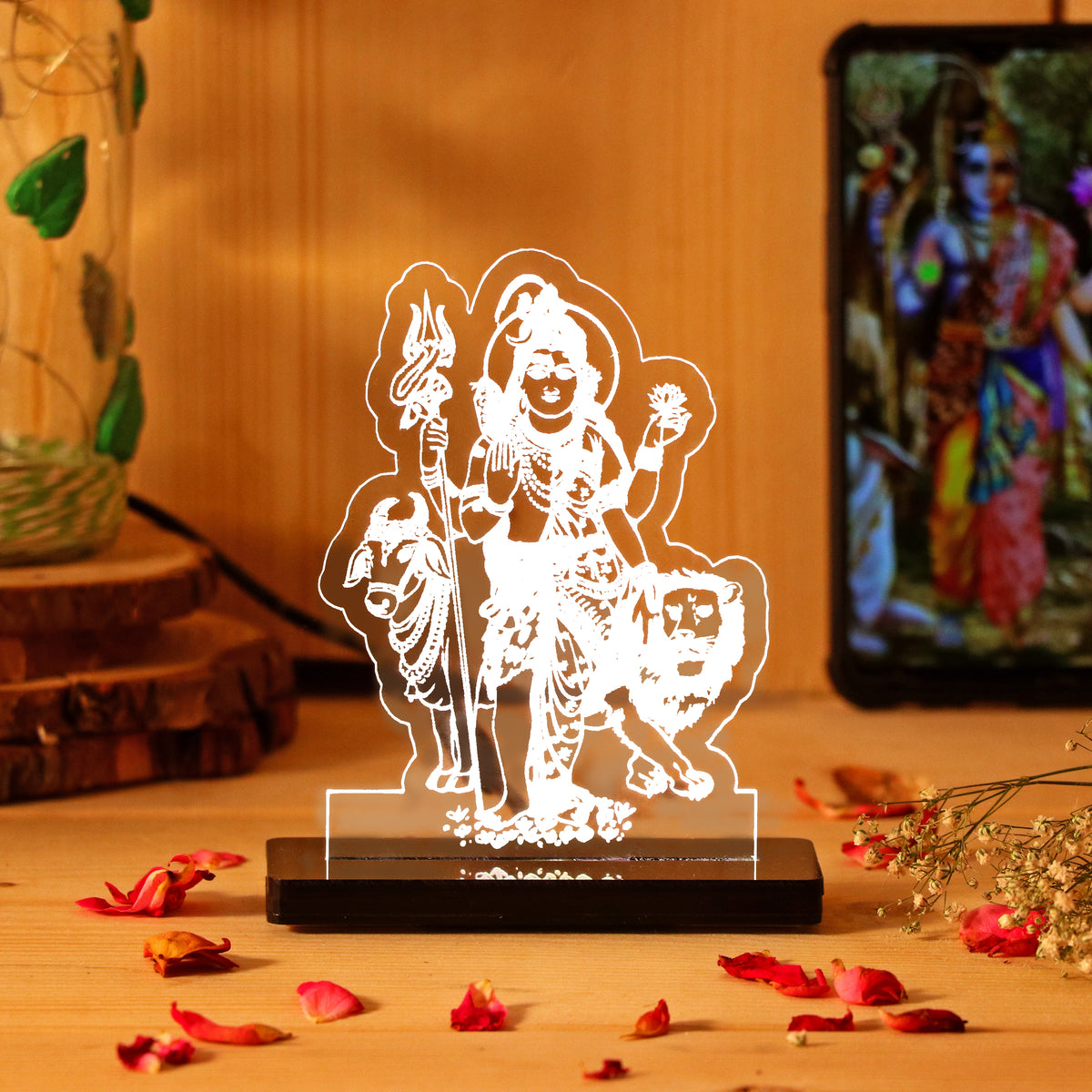 Ardhanarishwar LED Car Dashboard Lamp – Premium Acrylic LED Light for Car Dashboard, Home Temple Decor & Spiritual Gift | LoveCraftGifts™