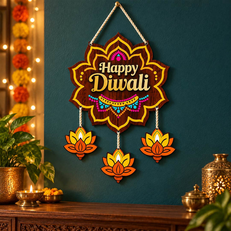 Diwali Home Entrance Decoration with Hanging Diya Motifs | Love Craft Gifts™