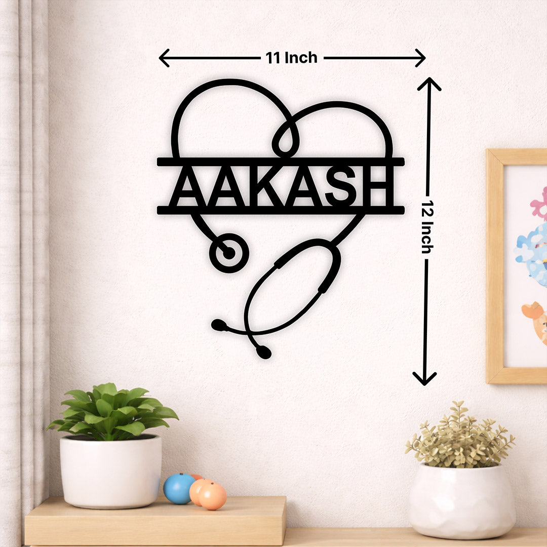 Personalized Wooden Doctor Name Wall Decor | Custom Stethoscope Name Plate Gift for Doctors, Medical Students & Clinic Décor - 11x12" | Love Craft Gifts™