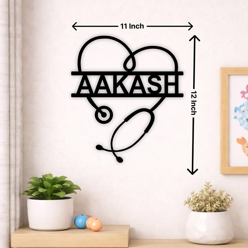 Personalized Wooden Doctor Name Wall Decor | Custom Stethoscope Name Plate Gift for Doctors, Medical Students & Clinic Décor - 11x12" | Love Craft Gifts™