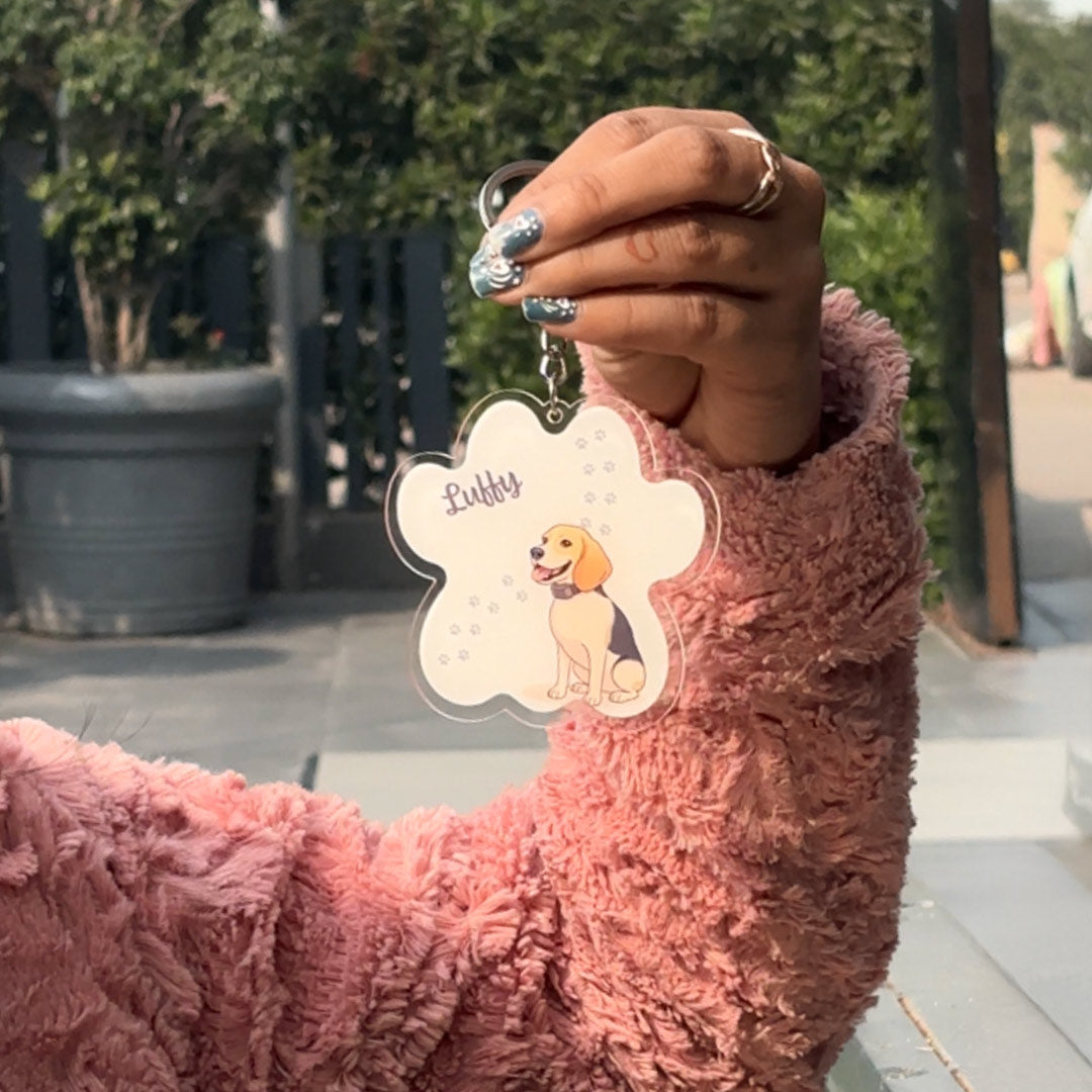 Personalized Dog Paw Tag with Name & Illustrated Pet Art (3×3")