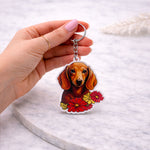 Floral Pup Charm – Dog Acrylic Keychain | Love Craft Gifts