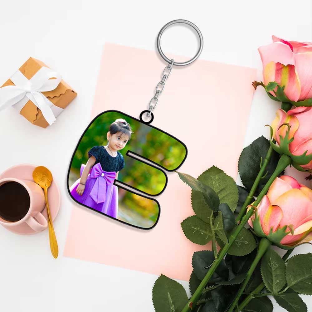 Alphabet Shape-Photo Printed Keychain | Love Craft Gifts