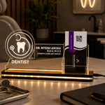Personalized Dentist LED Visiting Card Holder with Custom Name | Professional Dental Desk Décor Gift for Dentists - 8x6" | Love Craft Gifts™