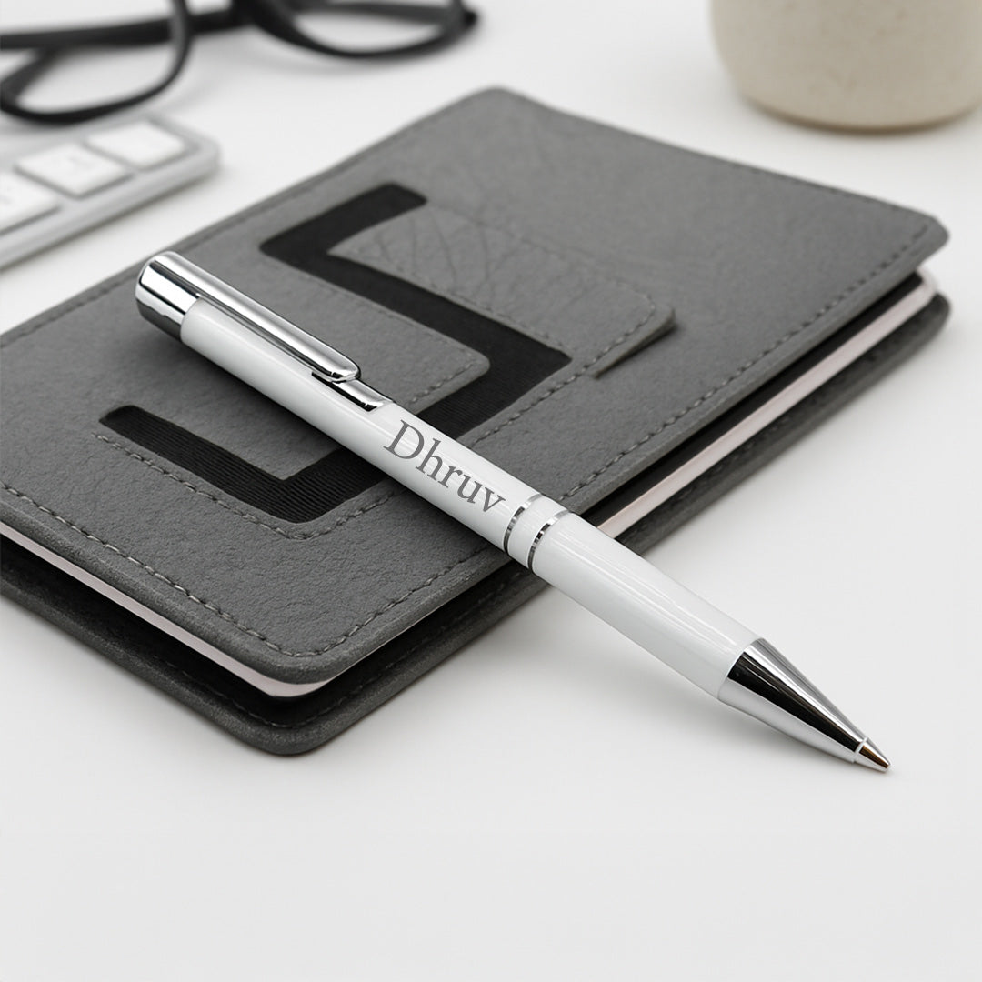 Personalized Premium White Pen with Name Engraving | Love Craft Gifts