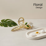 Golden Floral Hair Claw Clip for Women – Premium Metal Hair Accessory | Love Craft Gifts