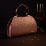 Luxury Rose Gold Women’s Handbag – Elegant Party & Casual Tote Bag with Golden Ring Handles