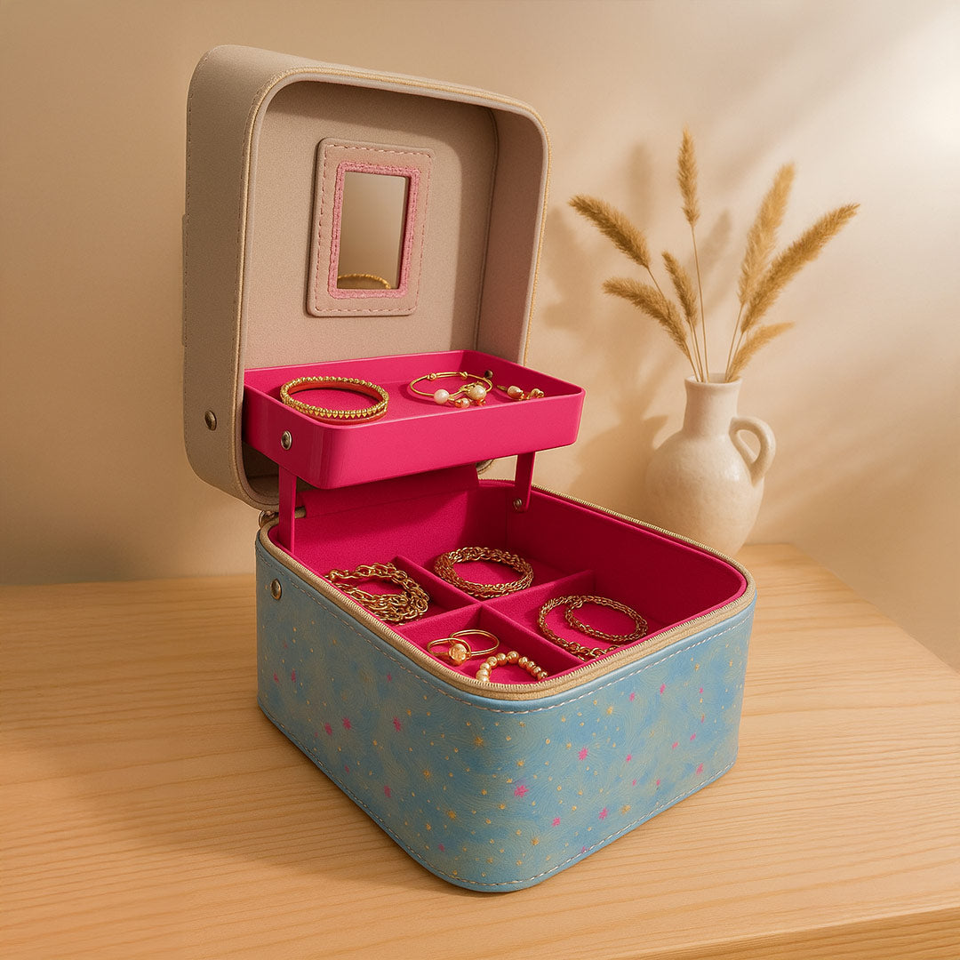 Personalized Blue & Beige Jewellery Storage Box | Love Craft Gifts